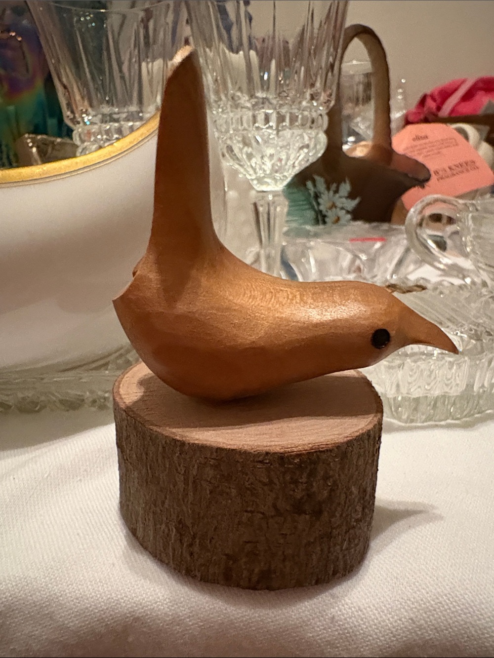 Handmade TeakWood Bird Figurine - Natural Brown